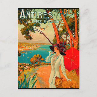 Postal Afiche de Antibes France Vintage
