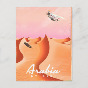 Postal Afiche de Arabia por viaje aéreo