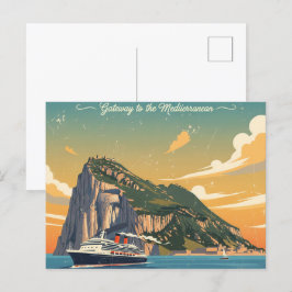 Postal Afiche de arte de viajes del Rock of Gibraltar