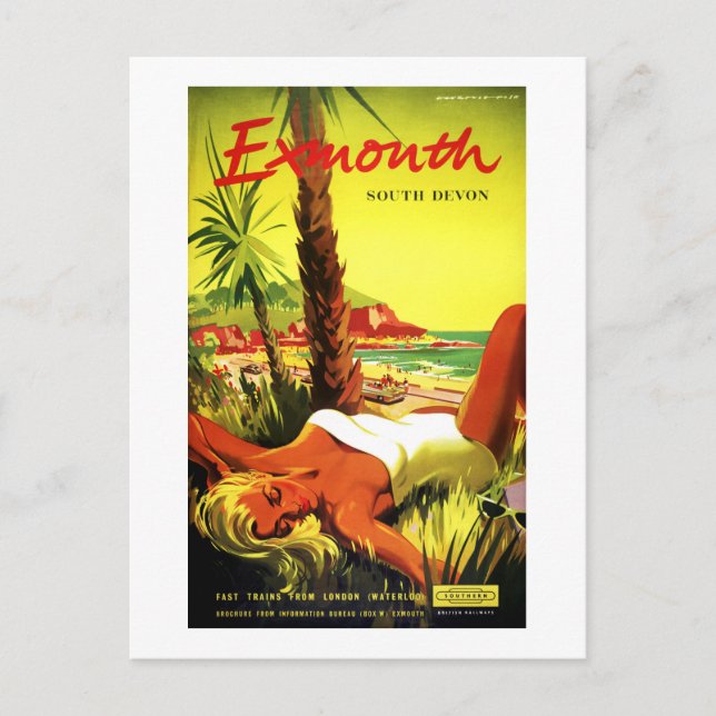 Postal Afiche de Australia Exmouth South Devon Vintage (Anverso)
