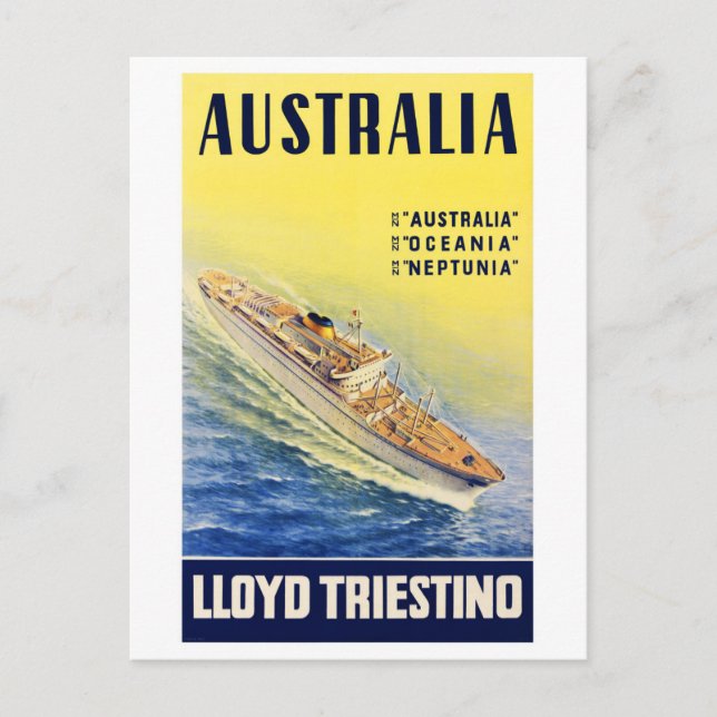 Postal Afiche de Australia Lloyd Triestino restaurado (Anverso)