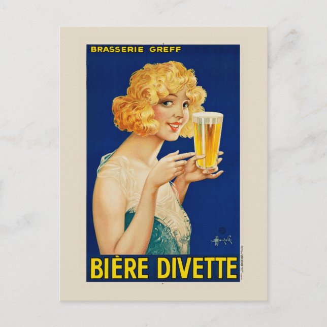 Postal Afiche de Biere Divette Vintage 1929 (Anverso)