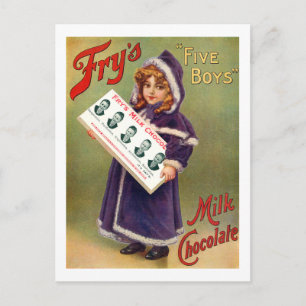 Postal Afiche de chocolate de leche de cinco niños de Fry