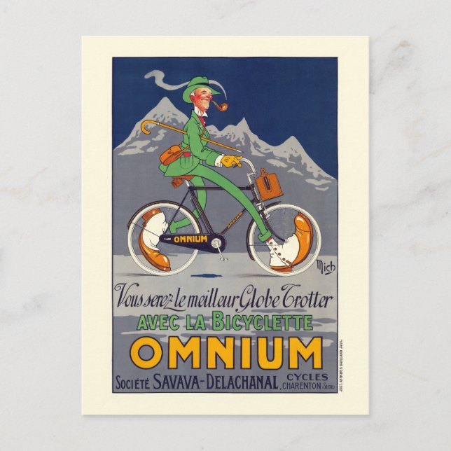 Postal Afiche de cosecha de bicicleta Omnio de 1924 (Anverso)