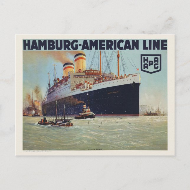 Postal Afiche de cosecha de la línea Hamburgo-Estados Uni (Anverso)