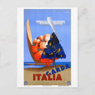 Postal Afiche de cosecha de vacuno sobre el Lago de Garda