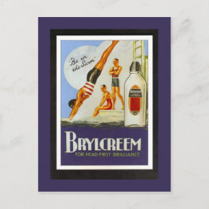 Postal Afiche de época, Brylcreem, junto a la piscina