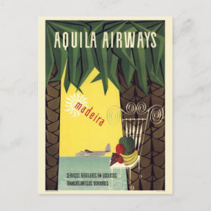 Postal Afiche de época de Aquila Airways Madeira Portugal