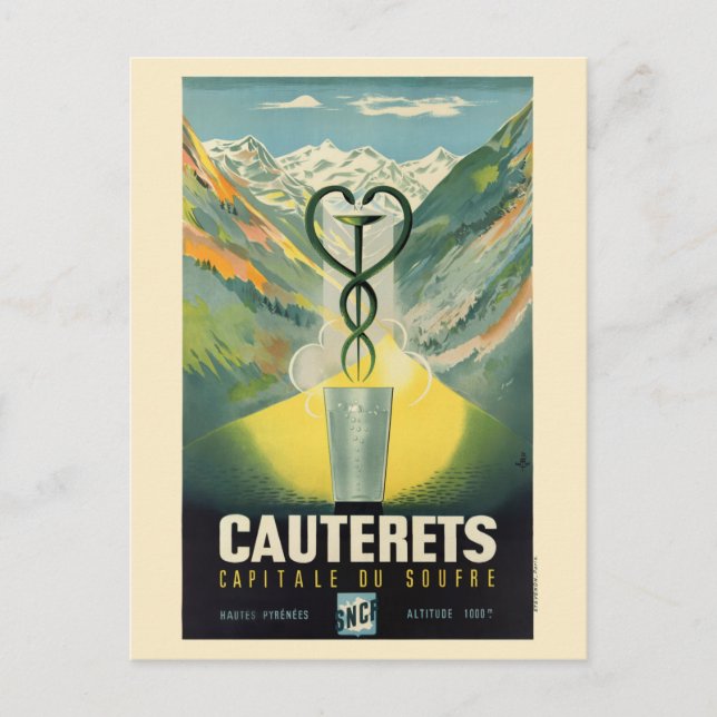 Postal Afiche de época de Cauterets France (Anverso)