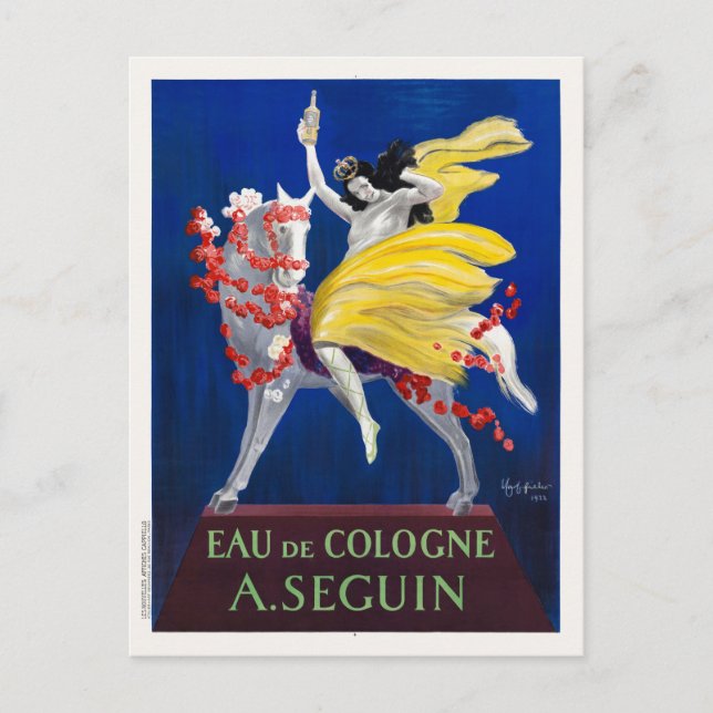 Postal Afiche de época de estilo Art Deco de Eau de Colog (Anverso)