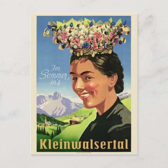 Postal Afiche de época de Kleinwalsertal Austria (Anverso)