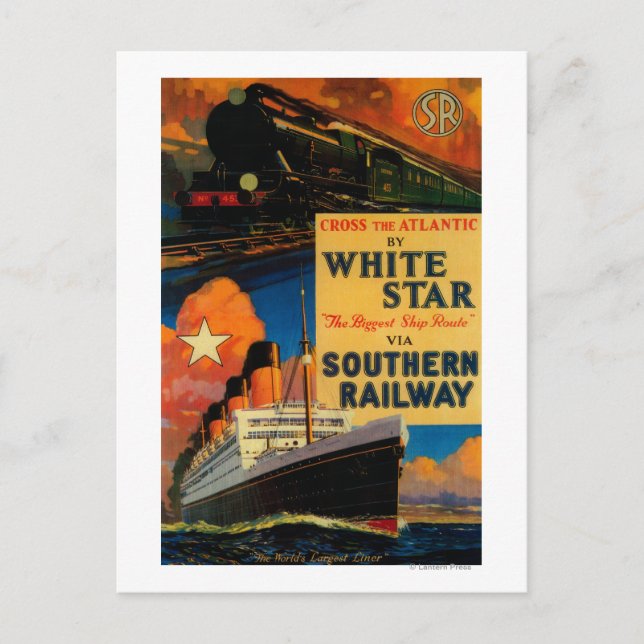 Postal Afiche de época de la estrella blanca SREurope (Anverso)