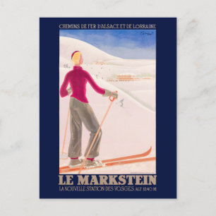 Postal Afiche de época de Le Markstein France 1930