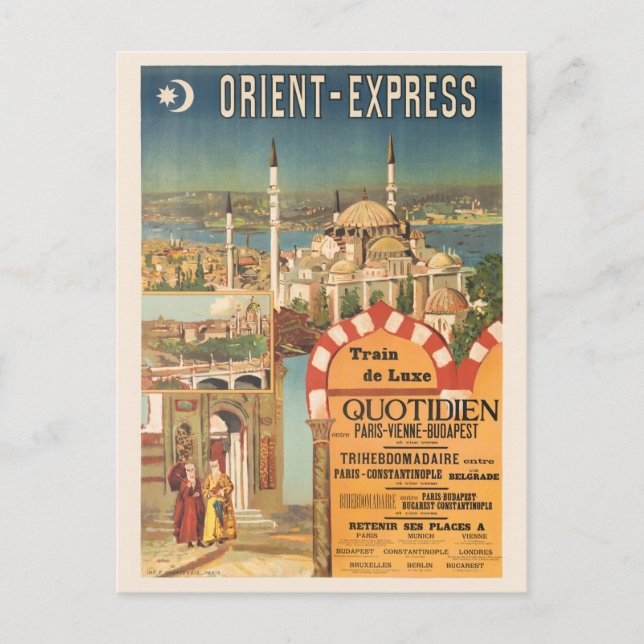 Postal Afiche de época de Orient Express France en los añ (Anverso)