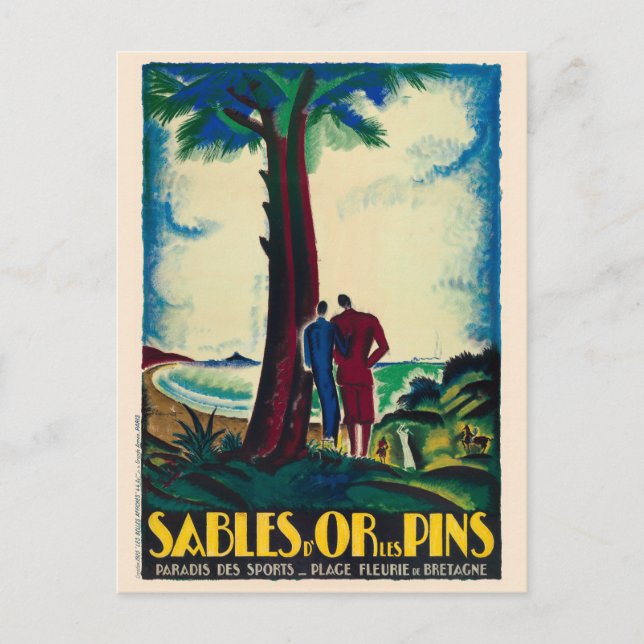 Postal Afiche de época de Sables d'Or Les Pins France 192 (Anverso)
