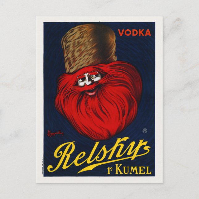 Postal Afiche de época de Vodka Relskys France 1911 (Anverso)