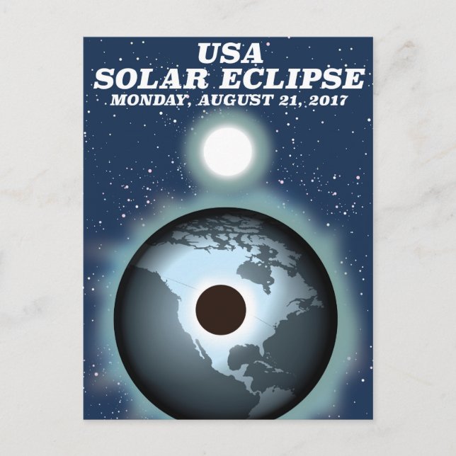 Postal Afiche de época del Eclipse Solar de Estados Unido (Anverso)