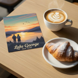 Postal Afiche de época del lago George New York