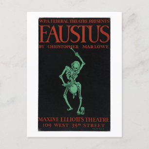 Postal Afiche de época del Médico Faustus de Marlowe