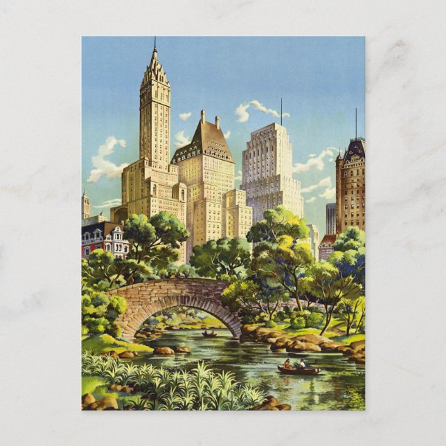 Postal Afiche de época del Parque Central de Nueva York (Anverso)