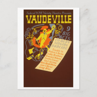 Postal Afiche de época Ilustracion Vaudeville