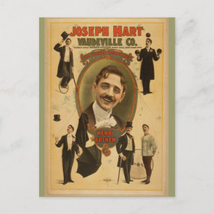 Postal Afiche de época - Joseph Hart Vaudeville Co - 1899