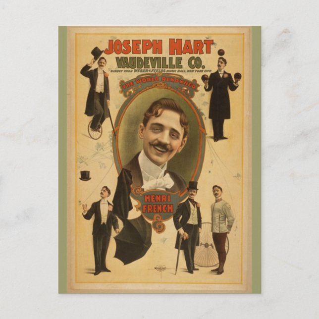 Postal Afiche de época - Joseph Hart Vaudeville Co - 1899 (Anverso)