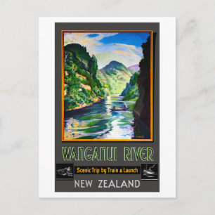 Postal Afiche de época restaurada del río Wanganui de Nue