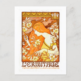 Postal Afiche de época revista francesa Art Nouveau Mujer