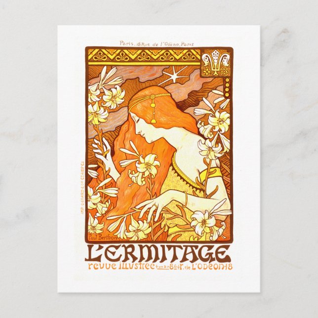 Postal Afiche de época revista francesa Art Nouveau Mujer (Anverso)