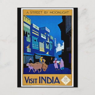 Postal Afiche de época, Visita la India,