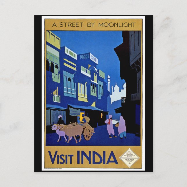 Postal Afiche de época, Visita la India, (Anverso)