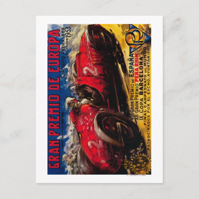 Postal Afiche de Gran Premio de Europa (Anverso)