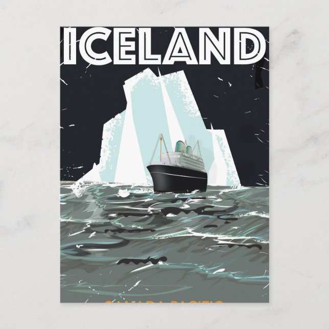 Postal Afiche de Islandia vintage (Anverso)