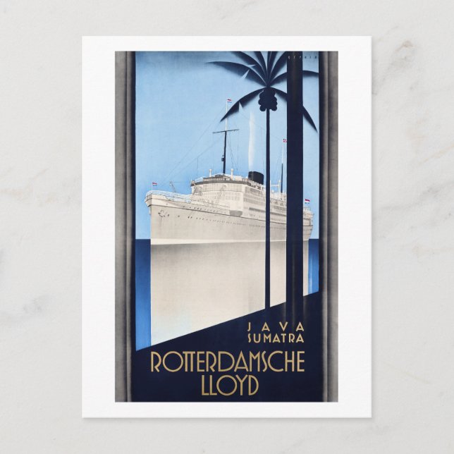 Postal Afiche de Java Sumatra Rotterdamsche Lloyd Vintage (Anverso)