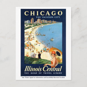 Postal Afiche de la ciudad de vacaciones de Chicago resta