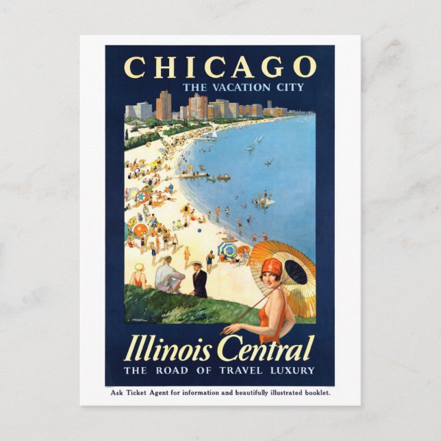 Postal Afiche de la ciudad de vacaciones de Chicago resta (Anverso)