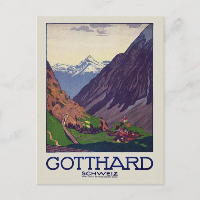 Postal Afiche de la cosecha de Gotthard Schweiz Suiza 191 (Anverso)