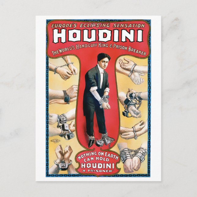 Postal Afiche de la cosecha de Houdini Magician 1909 rest (Anverso)
