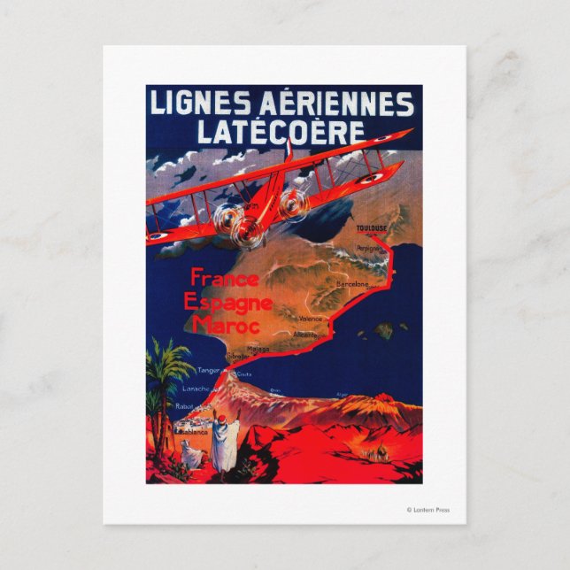 Postal Afiche de la cosecha de Lignes Aeriennes Latecoere (Anverso)