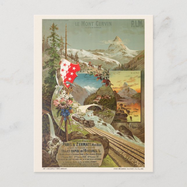 Postal Afiche de la cosecha de Mont Cervin Matterhorn 189 (Anverso)