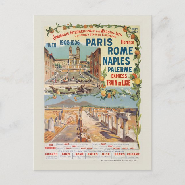 Postal Afiche de la cosecha de París Roma Nápoles de 1905 (Anverso)