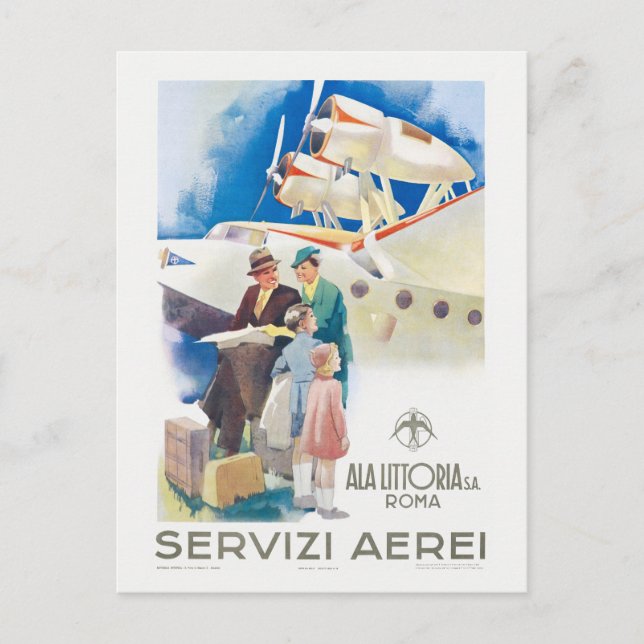 Postal Afiche de la cosecha de Servizi Aerei Ala Littoria (Anverso)