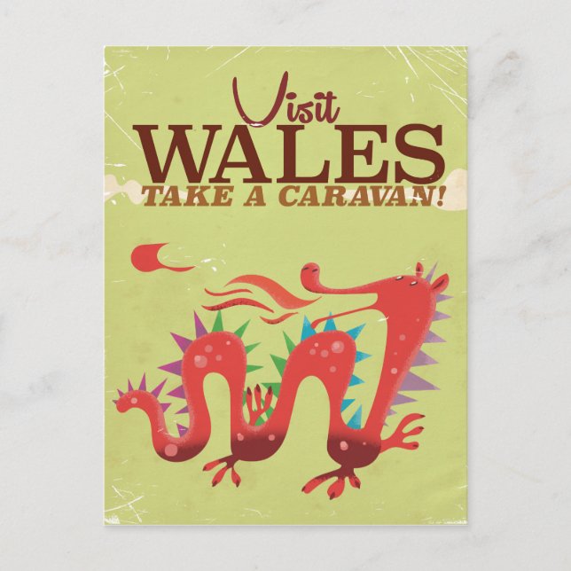 Postal Afiche de la cosecha de Wales Caravan Vacation (Anverso)