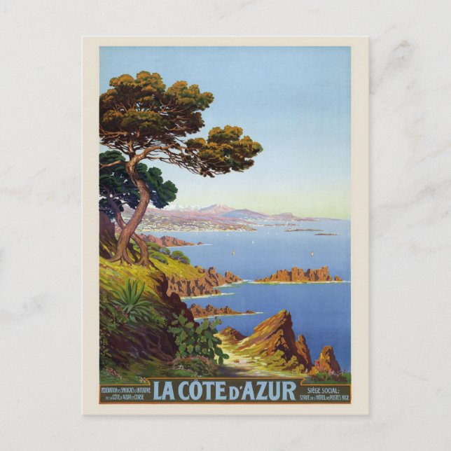 Postal Afiche de la Costa Azul de Francia de 1920 (Anverso)