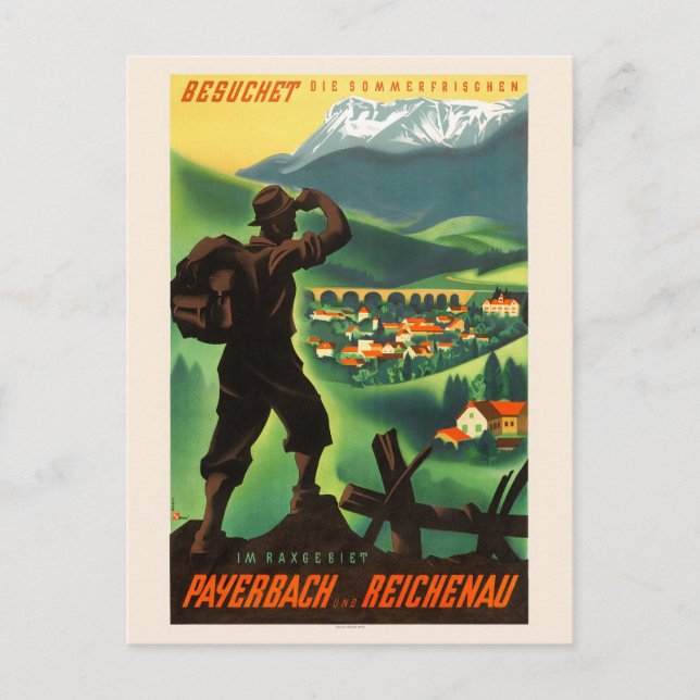Postal Afiche de la época 1938 de Payerbach Reichenau Aus (Anverso)