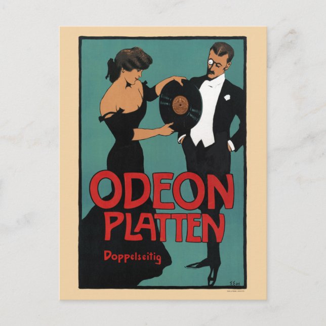 Postal Afiche de la época de Alemania Odeon Platten de 19 (Anverso)