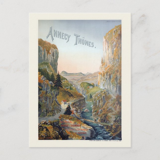 Postal Afiche de la época de Annecy Thônes 1899 (Anverso)