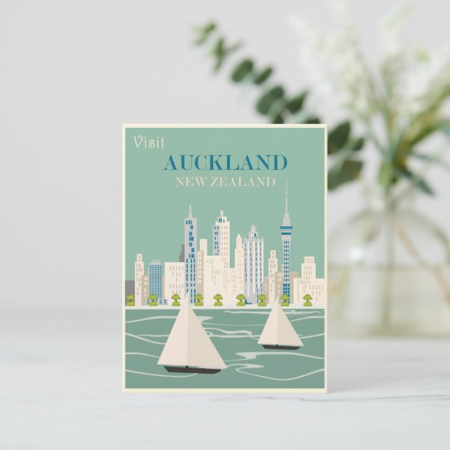 Postal Afiche de la época de Auckland (Anverso de pie)