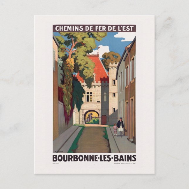Postal Afiche de la época de Bourbonne-les-Bains 1930 (Anverso)
